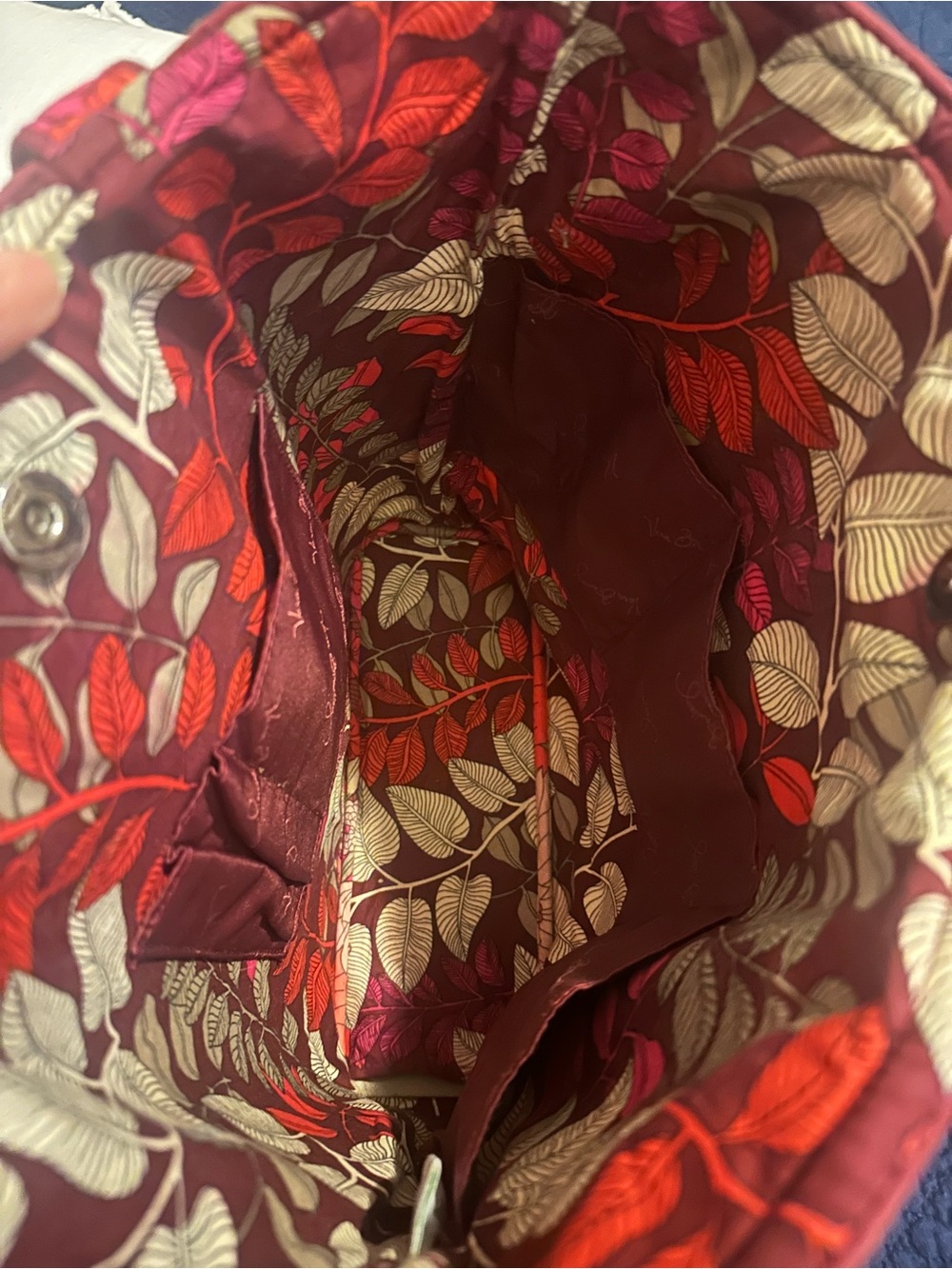 Vera Bradley “Vera” Tote. Floral Quilted Tote Bag in orange, pink, and maroon. - Picture 3 of 7